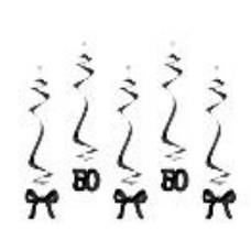 Birthday swirls for the 50th birthday with bows, black, 50 cm (1 pkt / 5 pc.)