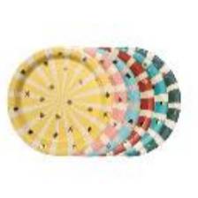 Circus Stripes Plates, 18x18 cm, mix (1 pkt / 6 pc.)